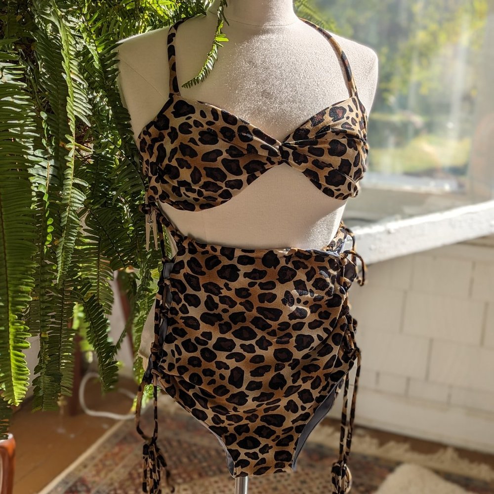 handmade animal print bathing suit, size M